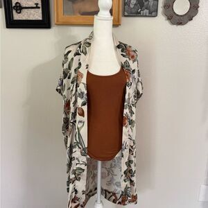 Floral Kimono Cardigan with Rust Bodysuit